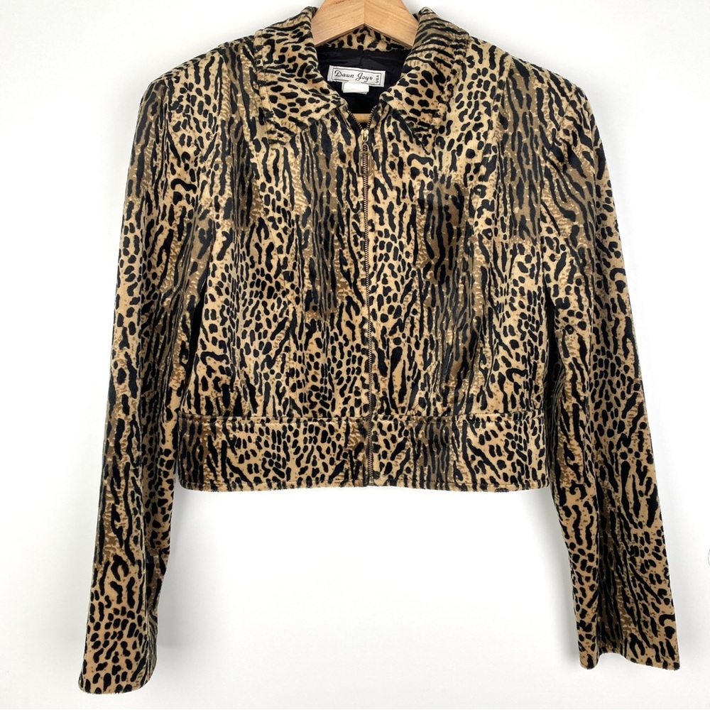 Dawn Joy Vintage Animal Print Cropped Jacket